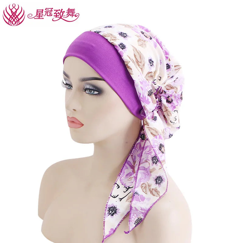 Elastic Wide-Band Boho Print Head Scarf, Sleep Cap & Hair Wrap for Women