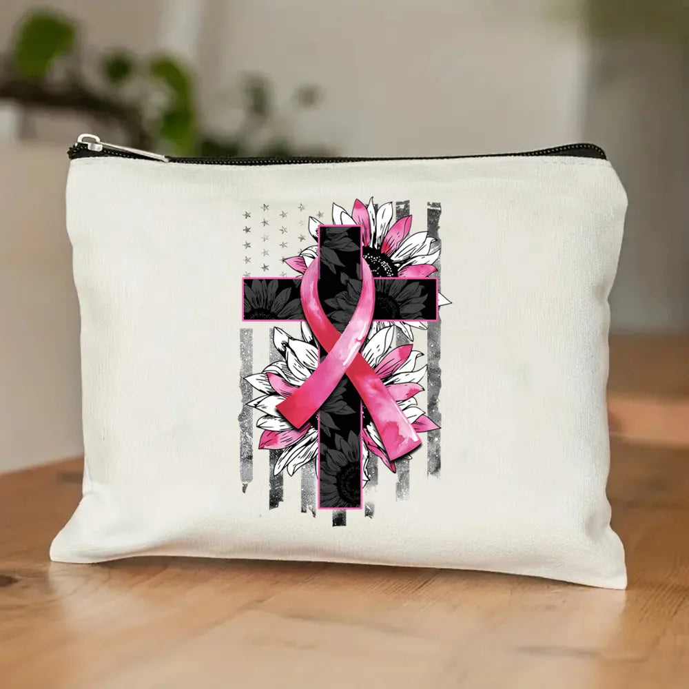 October Pink Breast Cancer Awareness Pattern Bag Set, Lightweight Large Capacity Tote Bag, Party Gift Handbag for Girls