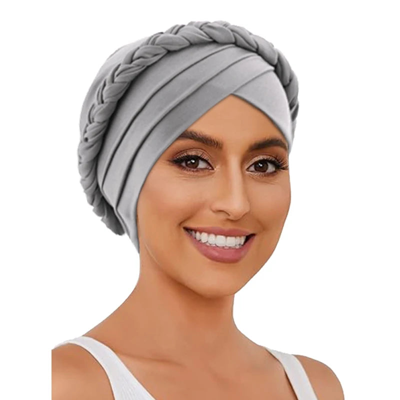Women Braid Elastic Chemo Head Piece Hair Cover Wrap Headwear