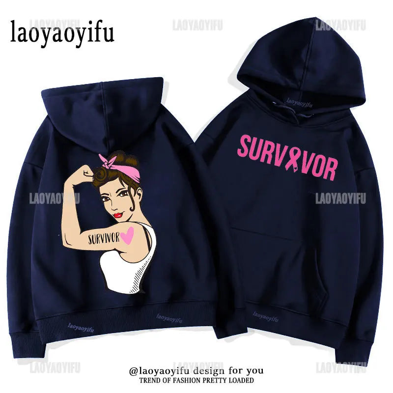 Breast Cancer Awareness Motivational Fighter Graphic Pullover BREAST CANCER AWARENESS Pink Ribbon Tree Woman Hoodies