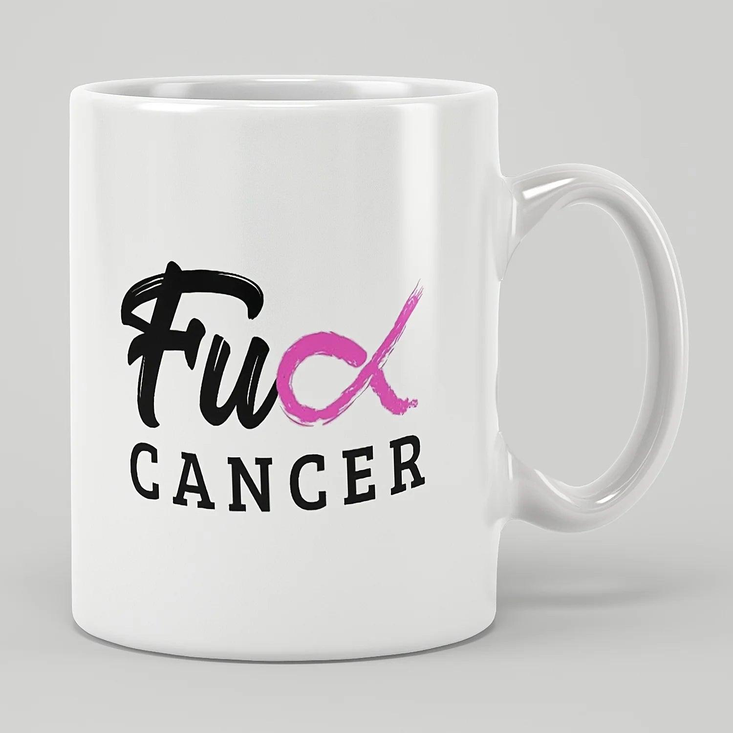 1pc Cancer Pink Ribbon Ceramic Coffee Mug Motivational Inspirational Uplifting Funny Gift for Breast Cancer Survivor