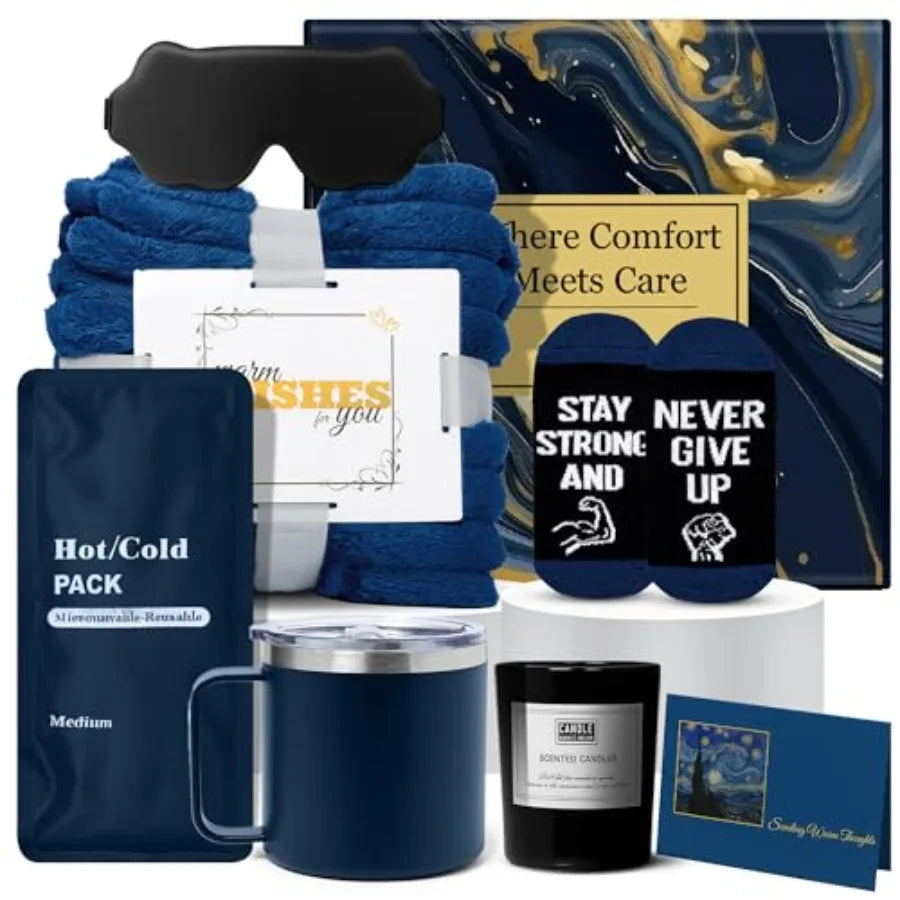 MALE CANCER GIFT SET-Get Well Soon Gift Basket Men Care Package for Men Get Well Soon Gifts for Man with Hot Cold Pack After Surgery Cancer Gifts Sy