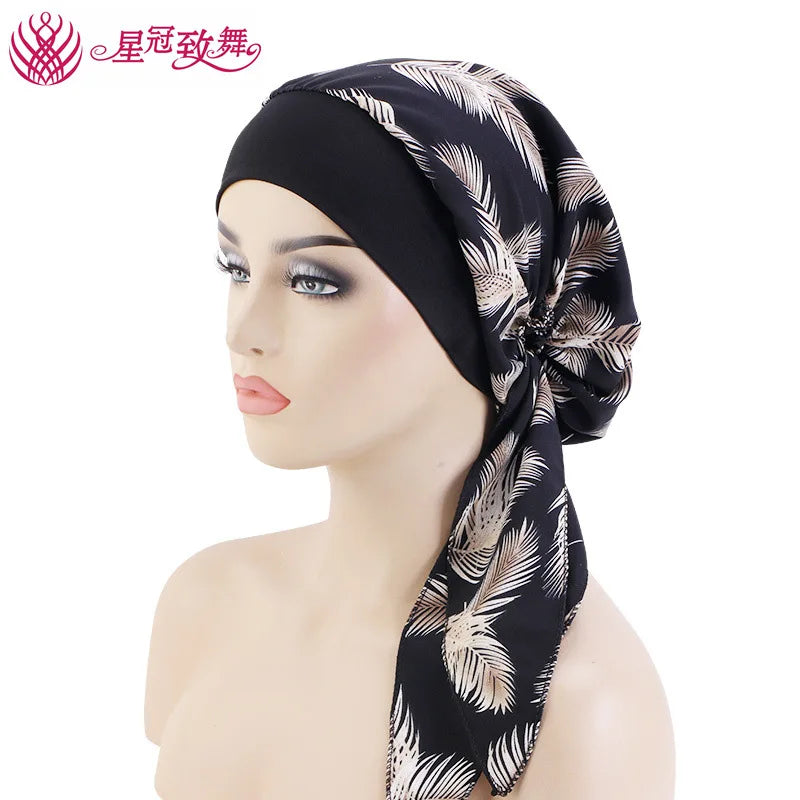 Elastic Wide-Band Boho Print Head Scarf, Sleep Cap & Hair Wrap for Women