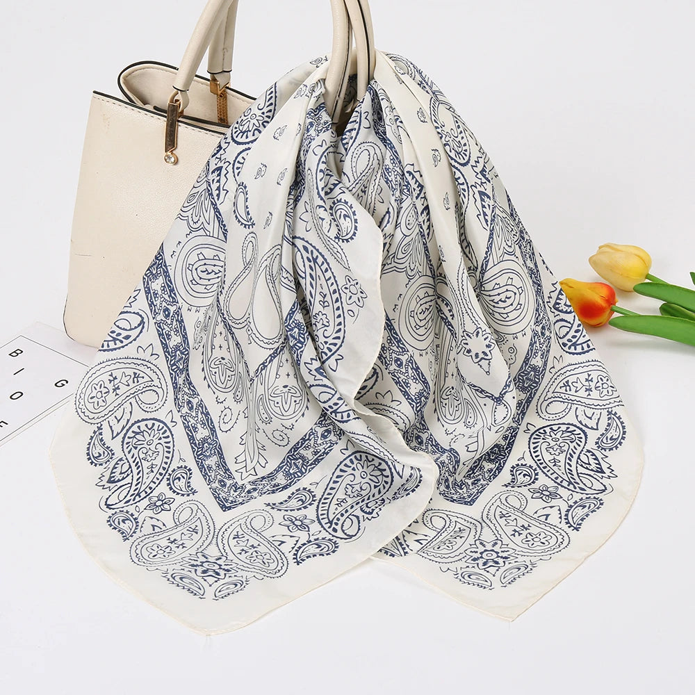 70*70cm Silk Neck Scarf Women Luxury Square Scarf, Headband Shawls Brand Wraps Neckerchief Hair Bandana