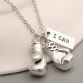 Boxing Glove Necklace "I Can" Exercise and Fitness Faith Power Women Jewelry Accessories Pendant Friend Family Gifts Fashion