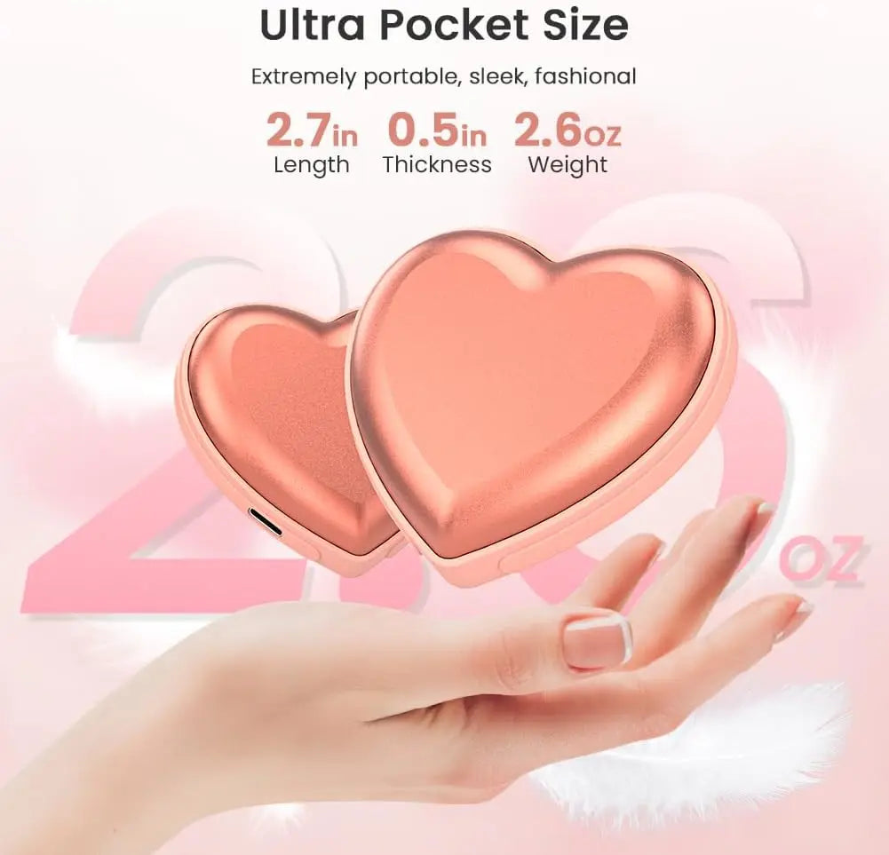 Treatment Hand Warmers Rechargeable - 2PCS Cute Heart-Shaped 5200mAh Electric Hand Warmer