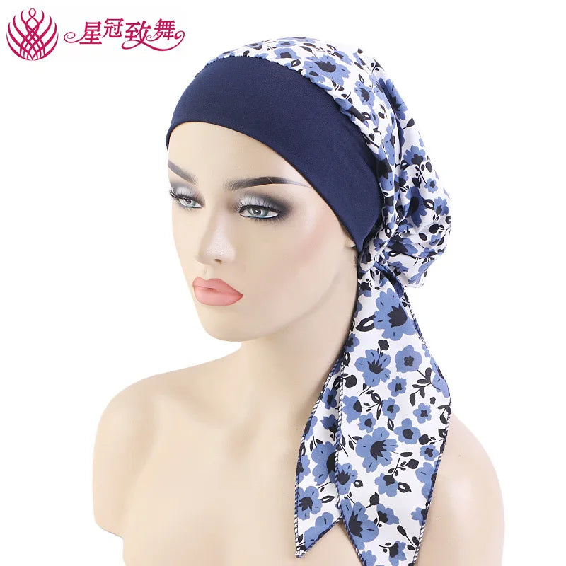 Elastic Wide-Band Boho Print Head Scarf, Sleep Cap & Hair Wrap for Women