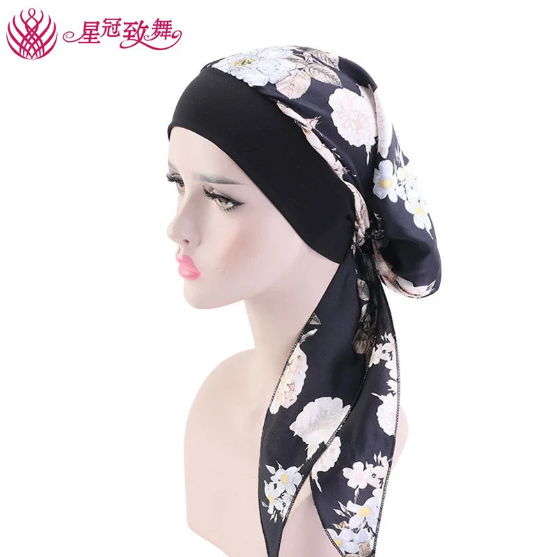 Elastic Wide-Band Boho Print Head Scarf, Sleep Cap & Hair Wrap for Women