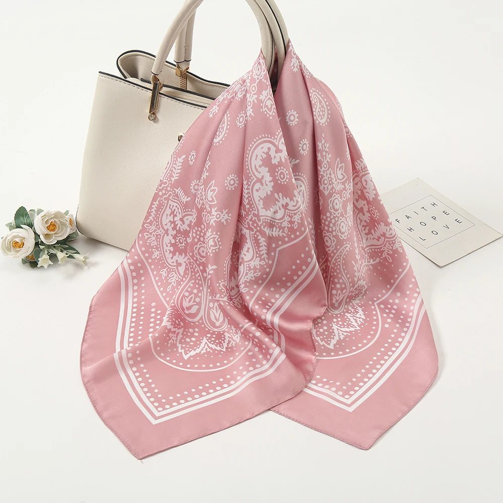 70*70cm Silk Neck Scarf Women Luxury Square Scarf, Headband Shawls Brand Wraps Neckerchief Hair Bandana