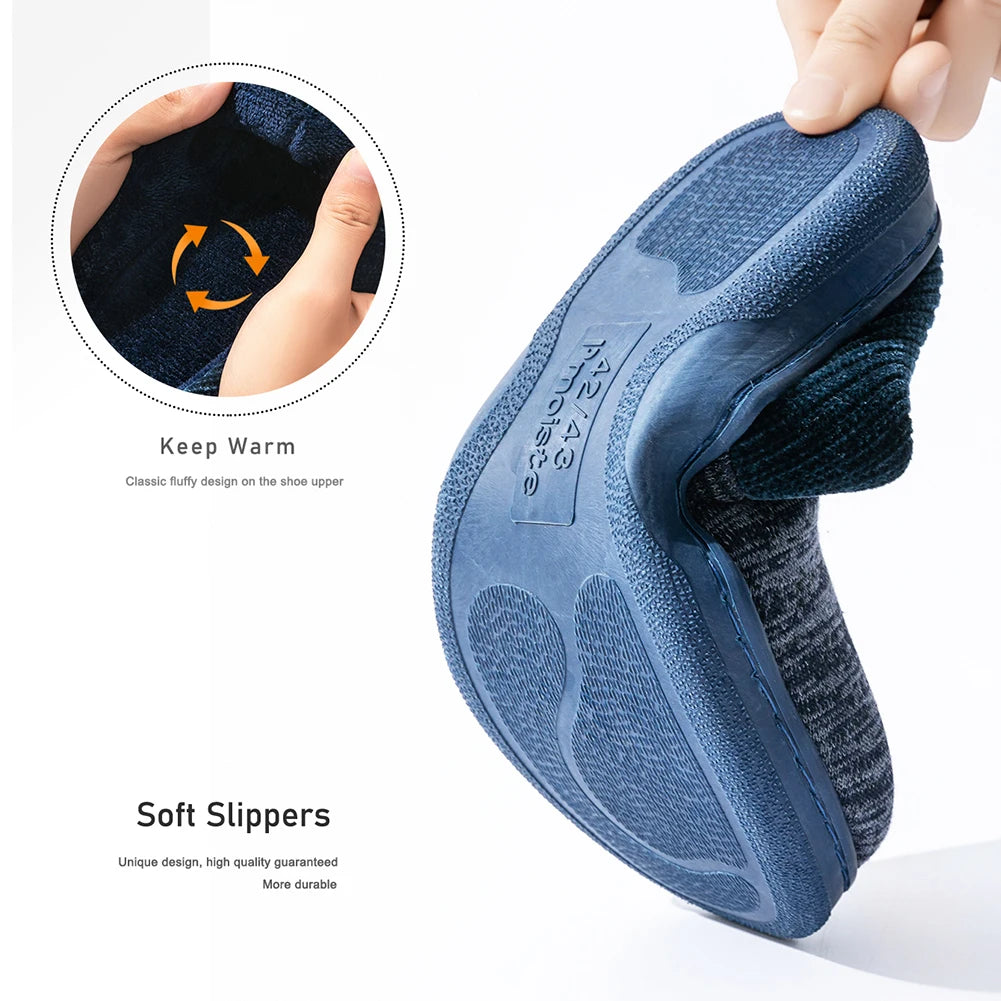 AFTER TREATMENT SOFT MALE SLIPPERS -Knitted Patchwork House Shoes Men memory foam, Warm Soft TPR Cushion Memory Foam Designer Luxury Home Slippers Non-slip Winter Indoor