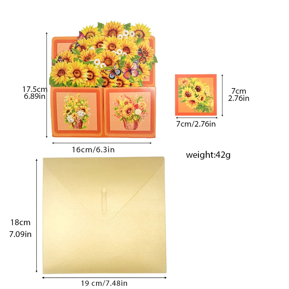1pc Flower Pop Up Box Card,for Thinking of You, Get Well Soon,Birthday,Happy Mother`s Day,Best Mom Ever, Thank You, Thanksgiving