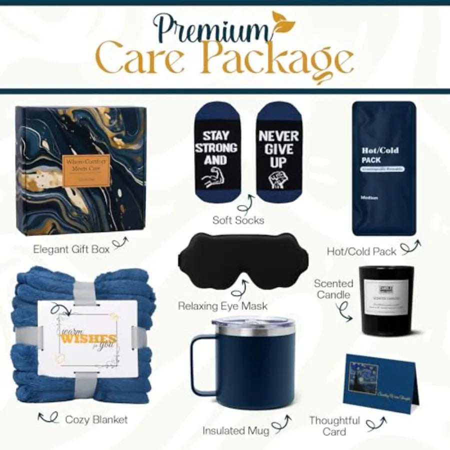 MALE CANCER GIFT SET-Get Well Soon Gift Basket Men Care Package for Men Get Well Soon Gifts for Man with Hot Cold Pack After Surgery Cancer Gifts Sy