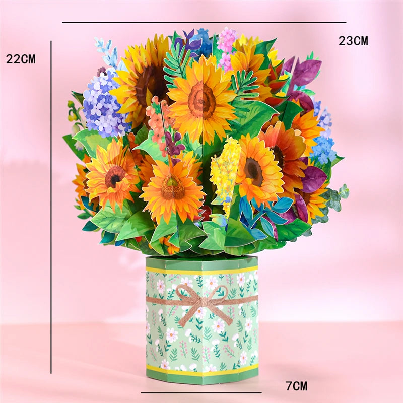 Pop-Up Flower Card Flora 3D Greeting Card for Birthday Mothers Father's Day Graduation Wedding Anniversary Get Well Sympathy