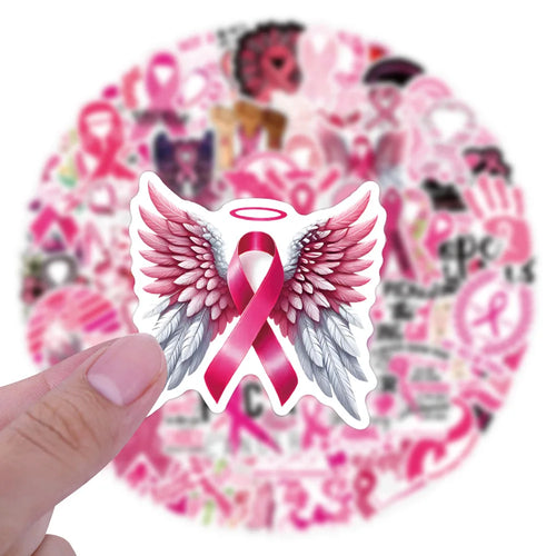 10/55/110PCS Breast Cancer Prevent Stickers Funny Graffiti Sticke DIY Cartoon Decals Scrapbook Luggage Laptop Phone Guitar Bike