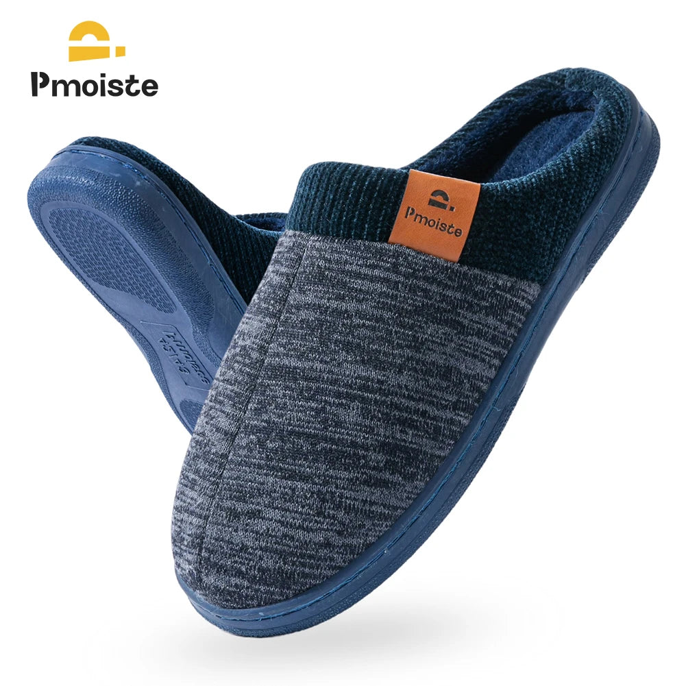 AFTER TREATMENT SOFT MALE SLIPPERS -Knitted Patchwork House Shoes Men memory foam, Warm Soft TPR Cushion Memory Foam Designer Luxury Home Slippers Non-slip Winter Indoor