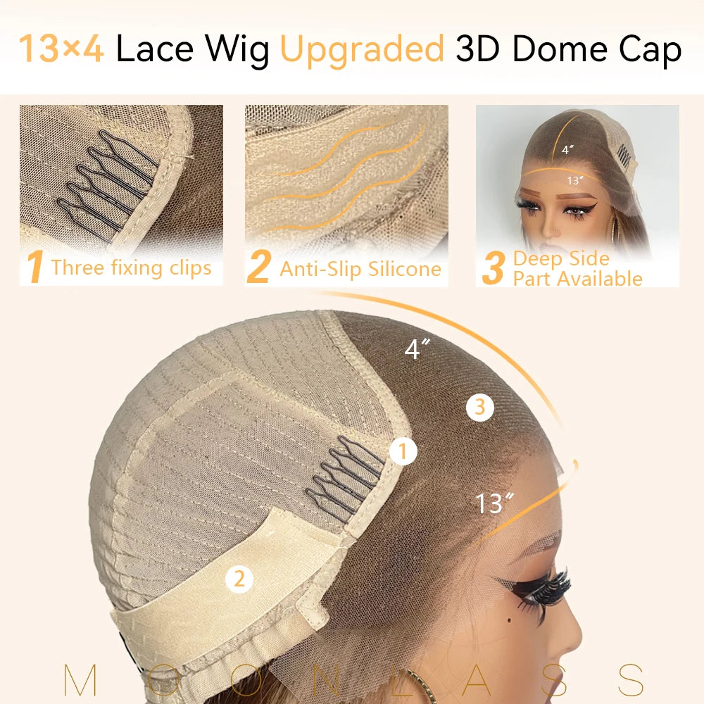 Moonlass 210 Density Highlight Grey Velvet Blunt Cut Bob 100% Human Hair Wigs Breathable Cap Construction Luxury for Everyday