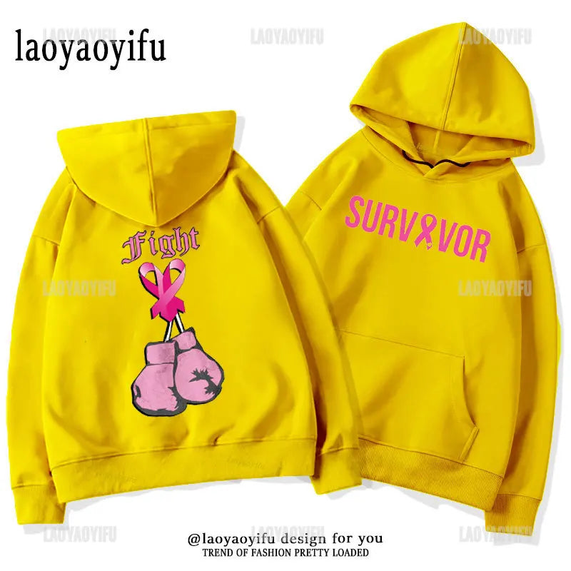 Breast Cancer Awareness Motivational Fighter Graphic Pullover BREAST CANCER AWARENESS Pink Ribbon Tree Woman Hoodies
