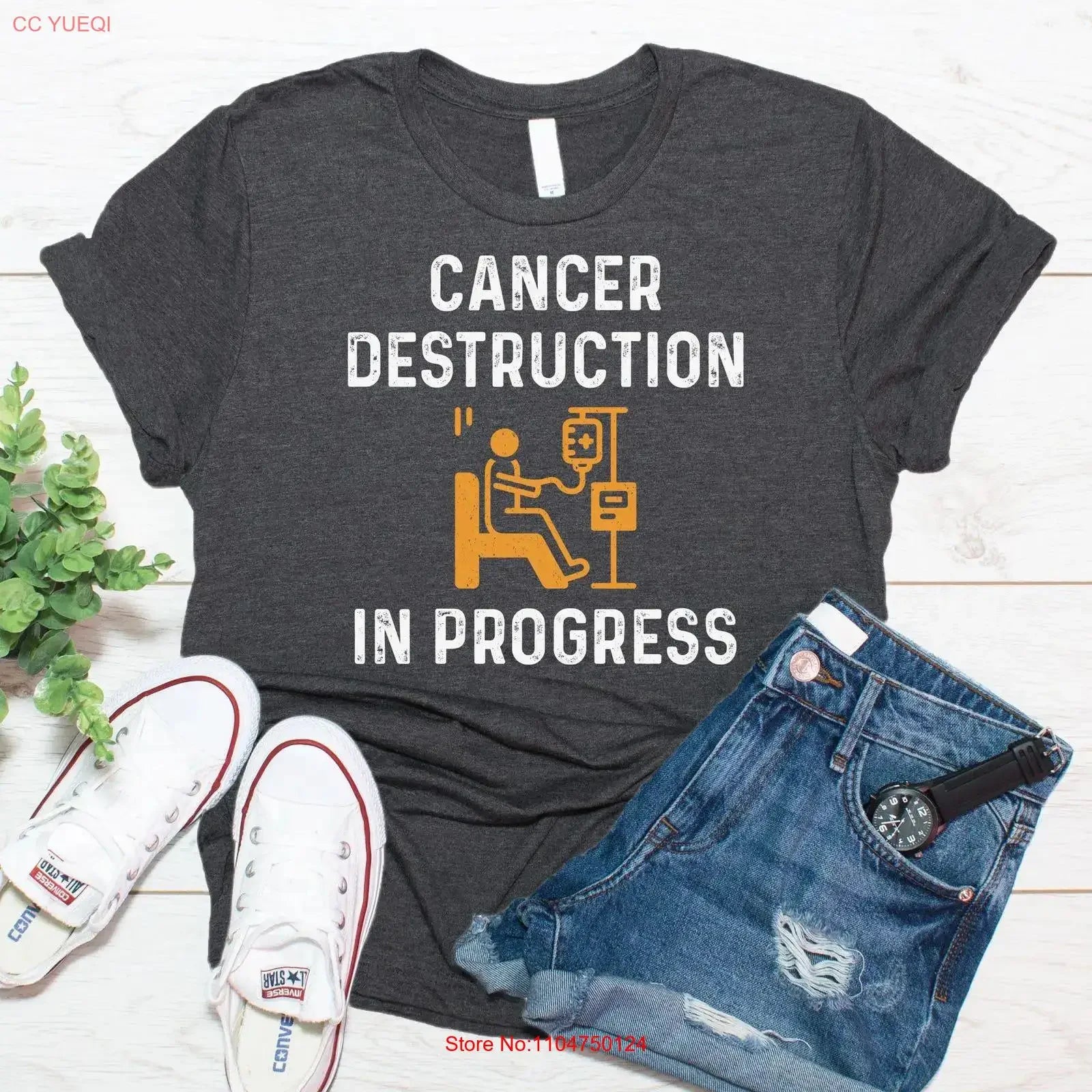 Cancer Destruction In Progress T Shirt Funny Patient Chemo vintage Washed Comfortable Soft designer clothes streetwear Unisex