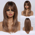 European and American wig, high level wig with bangs, gradient gold, brown, red wig for women's daily wear