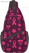 Breast Cancer Pink Awareness Ribbon Sling Bag for Women Girls Shoulder Backpack Chest Bags Crossbody Daypack for Hiking Camping