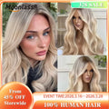 Moonlass Champagne Platinum Salon Hair Body Wave 100%Human Hair Wig 13x6Lace Front Wigs 180% Density Preplucked Transparent Lace