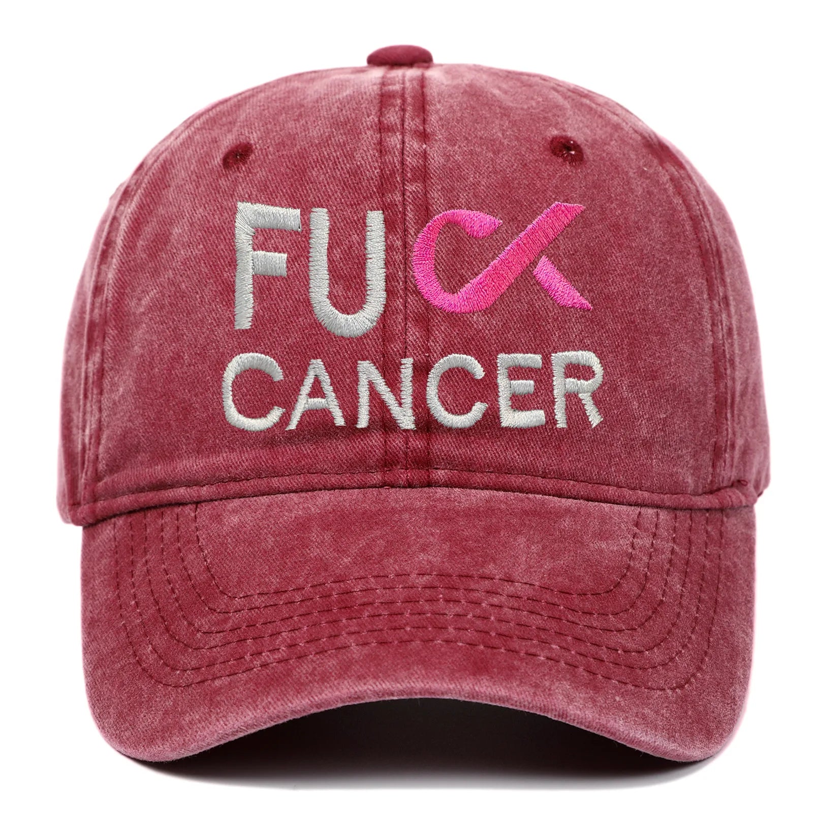 Adjustable Vintage Washed Breast Cancer Cotton Baseball Cap Pink Ribbon Awareness Distressed Dad Hat Cancer Survivor Hat