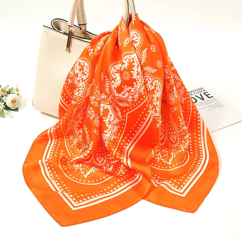 70*70cm Silk Neck Scarf Women Luxury Square Scarf, Headband Shawls Brand Wraps Neckerchief Hair Bandana