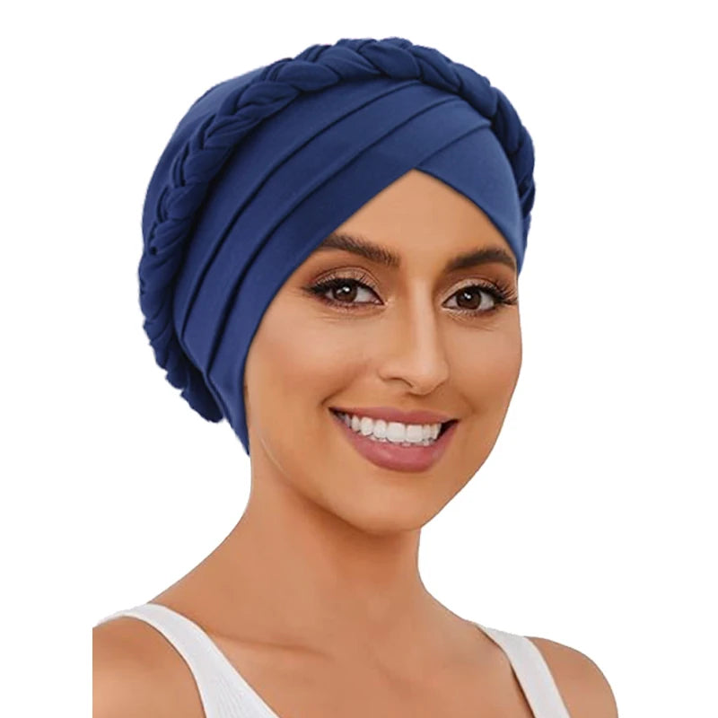 Women Braid Elastic Chemo Head Piece Hair Cover Wrap Headwear