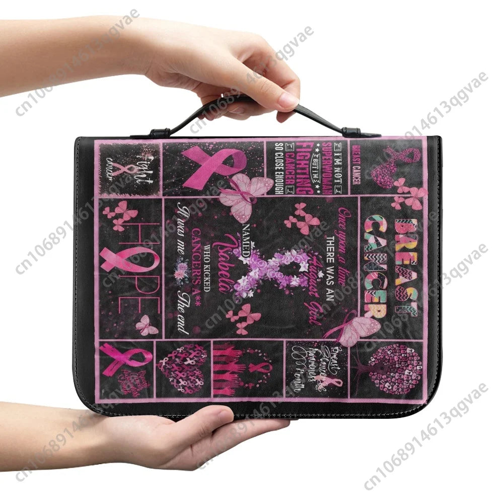 BIBLE HOLDER-Cancer Survivor Breast Cancer Custom Christian Gifts Covers Bible Pack Waterproof Leather Bag Pockets Package Case