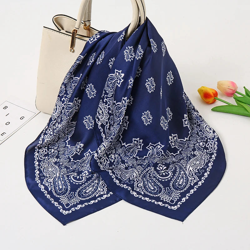 70*70cm Silk Neck Scarf Women Luxury Square Scarf, Headband Shawls Brand Wraps Neckerchief Hair Bandana