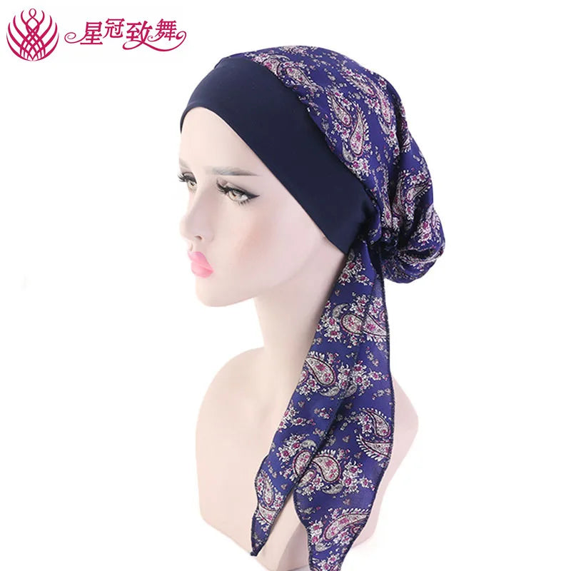 Elastic Wide-Band Boho Print Head Scarf, Sleep Cap & Hair Wrap for Women