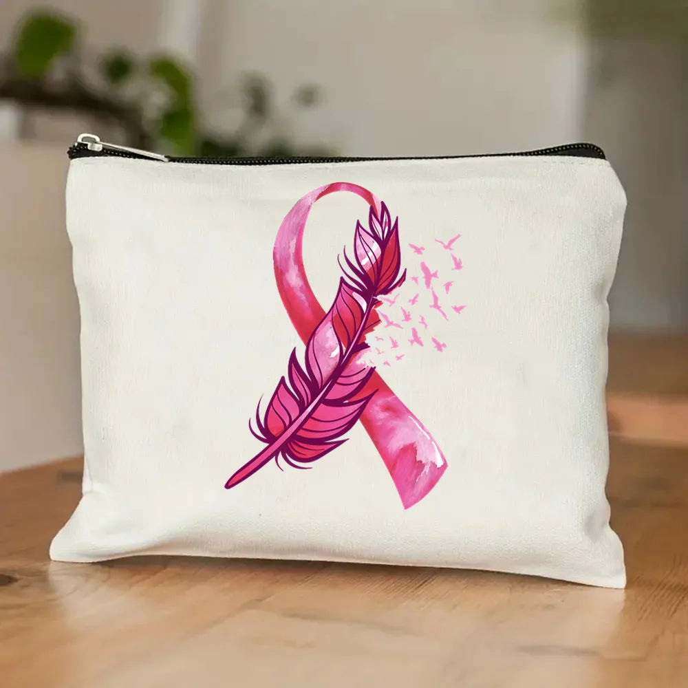 October Pink Breast Cancer Awareness Pattern Bag Set, Lightweight Large Capacity Tote Bag, Party Gift Handbag for Girls