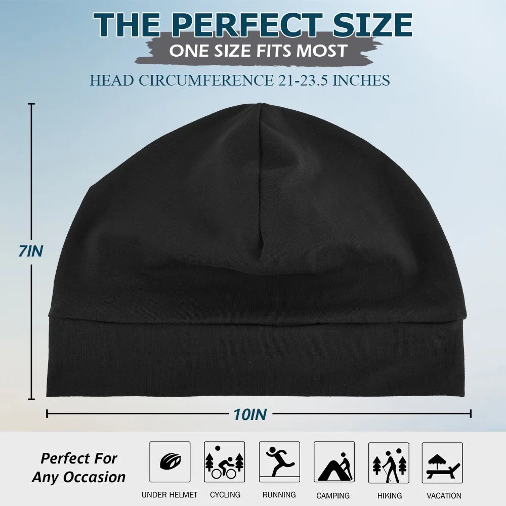 Cotton Skull Cap 4Pcs Thin Cancer Chemo Hat Beanies for Men Women 3 Grey,Black