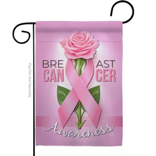 13 In. X 18.5 In. Breast Cancer Awareness Garden Flag 2-Sided Support Decorative Vertical Flags