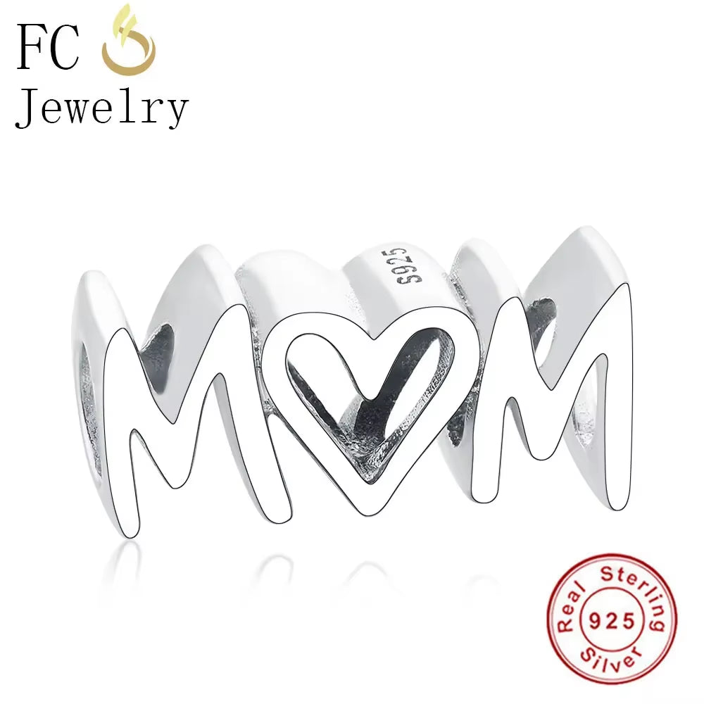 Jewelry Fit Original Brand Charms Bracelets 925 Sterling Silver Breasts Cancer Hope Ribbon Heart Family Mom Bead Women DIY