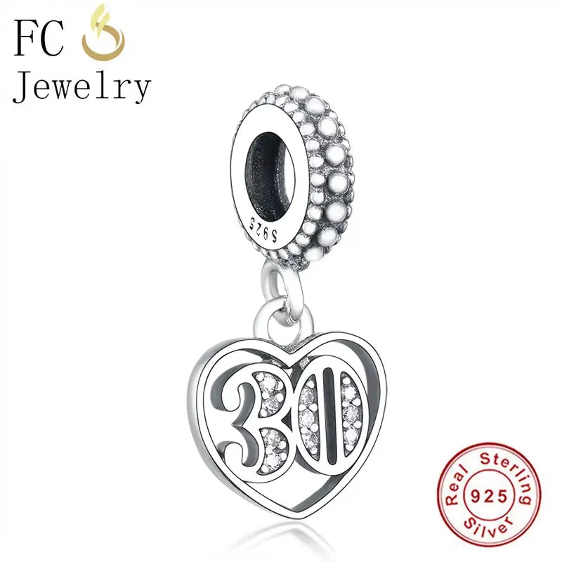 Jewelry Fit Original Brand Charms Bracelets 925 Sterling Silver Breasts Cancer Hope Ribbon Heart Family Mom Bead Women DIY